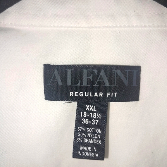 Alfani Regular Fit White Dress Shirt XXL 18-18½ 36-37 Long Sleeve Men's - Picture 3 of 4